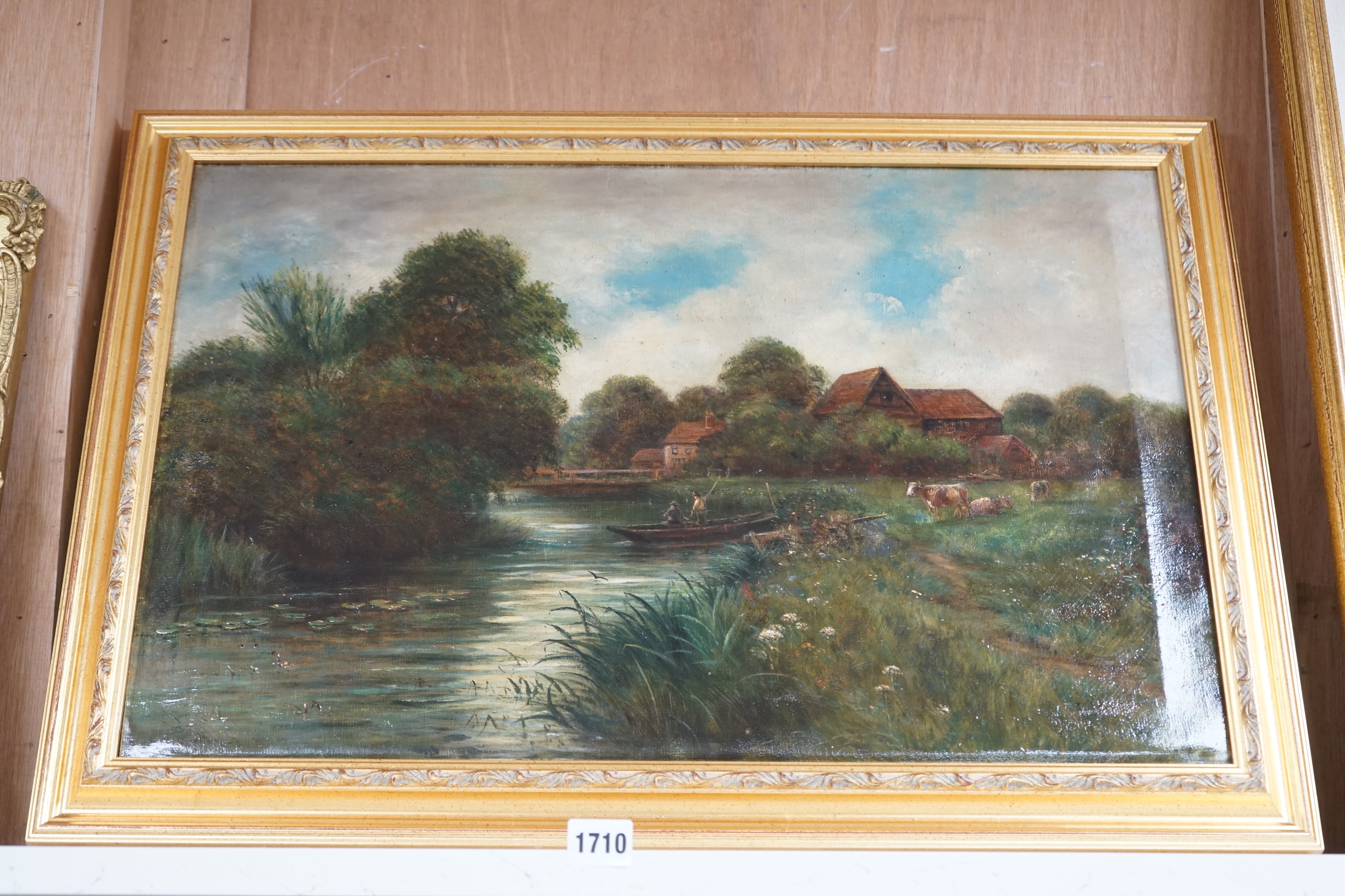 S A Galton (19th / 20th. C), oil on canvas, ‘Time at Goring’, signed and dated '05, 39 x 59cm, gilt framed. Condition - fair